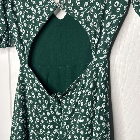 Reformation Brielle Green White Printed Short Sleeve Mini Dress Women's Size 2 - Picture 6 of 9